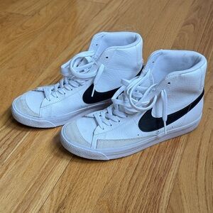 Nike Blazers White High-Tops with Black Accents
